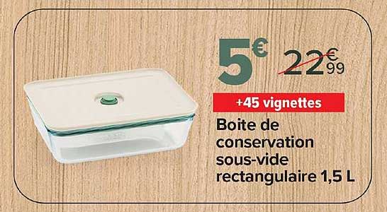 Boite de conservation sous-vide rectangulaire 1,5 L +45 vignettes