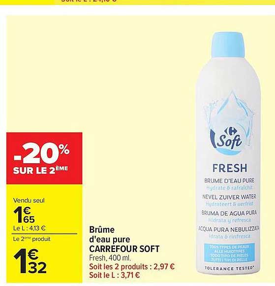 Brûme d'eau pure CARREFOUR SOFT