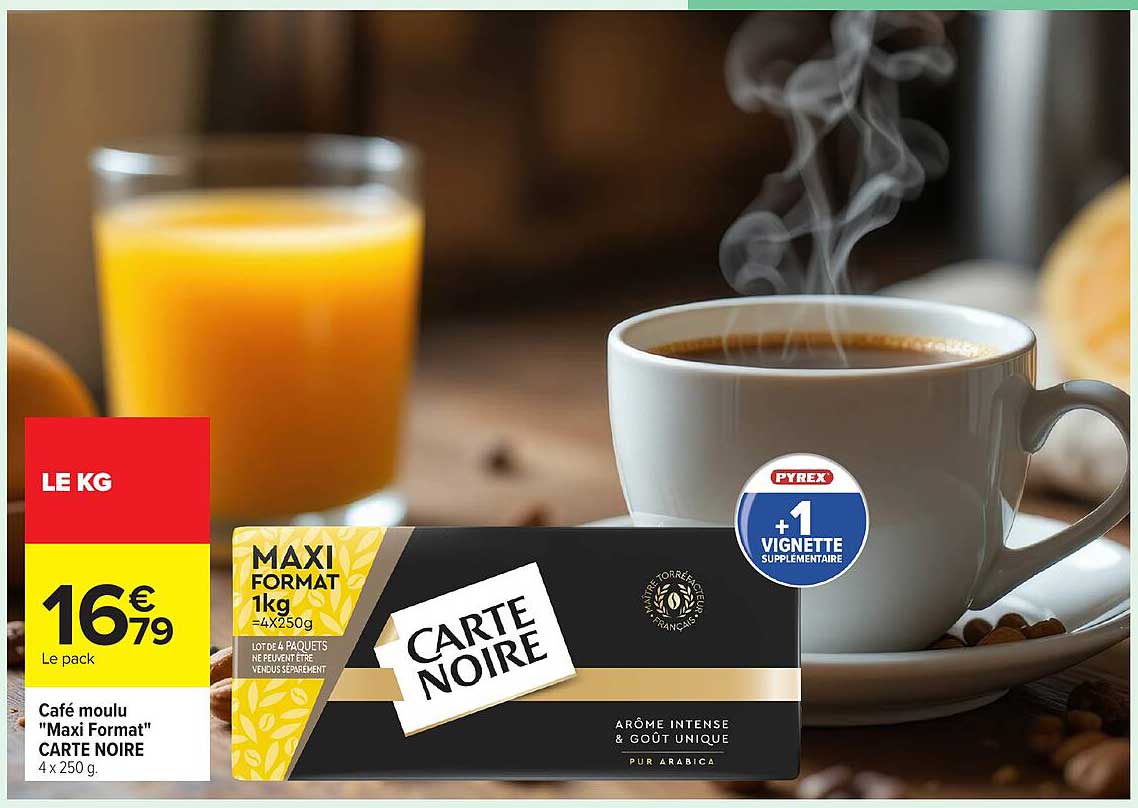 Café moulu "Maxi Format" CARTE NOIRE 4 x 250 g.
