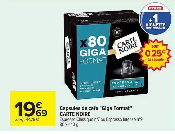Capsules de café "Giga Format" CARTE NOIRE
