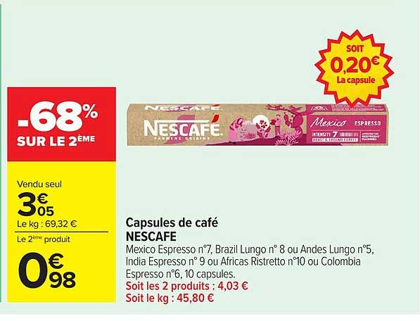 Capsules de café NESCAFE