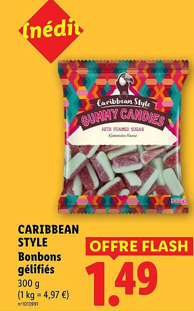 CARIBBEAN STYLE Bonbons gélifiés 300 g (1 kg = 4,97 €) n°1013991 OFFRE FLASH