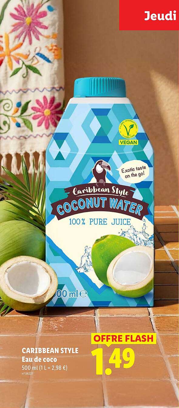 CARIBBEAN STYLE Eau de coco 500 ml (1 L = 2,98 €) n°136227