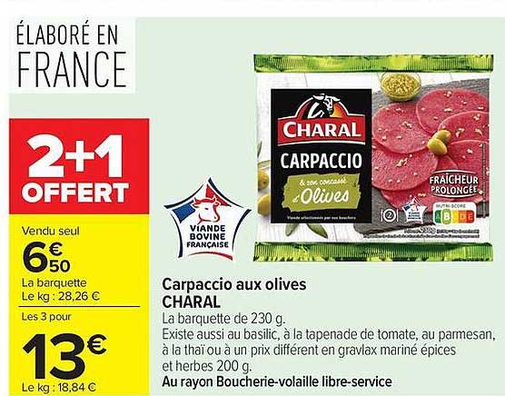 Carpaccio aux olives CHARAL
