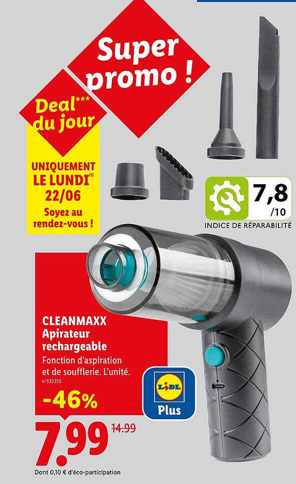 CLEANMAXX Aspirateur rechargeable