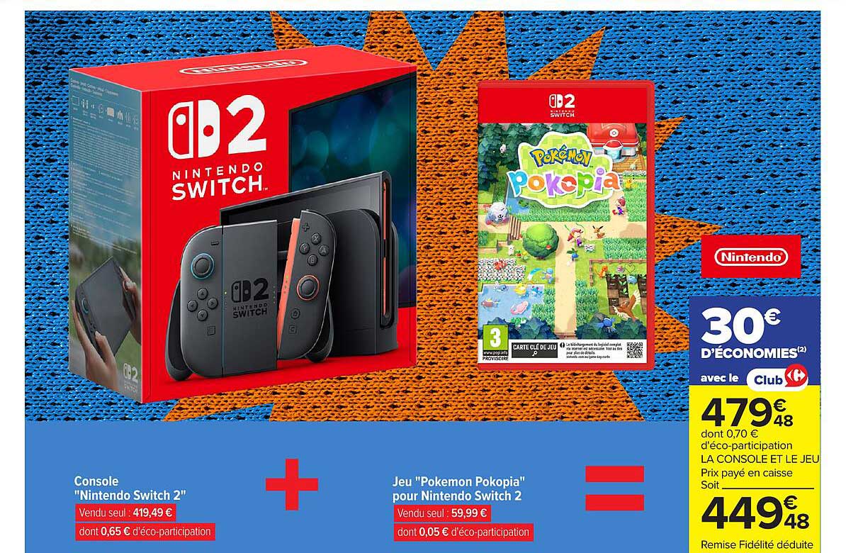 Console "Nintendo Switch 2" + Jeu "Pokemon Pokopia" pour Nintendo Switch 2