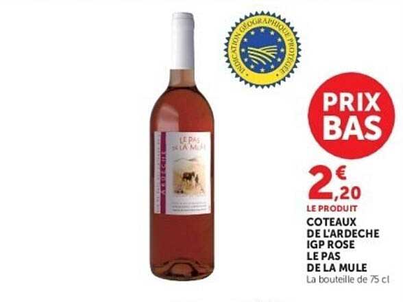 COTEAUX DE L'ARDECHE IGP ROSE LE PAS DE LA MULE
