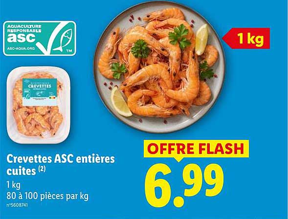 Crevettes ASC entières cuites