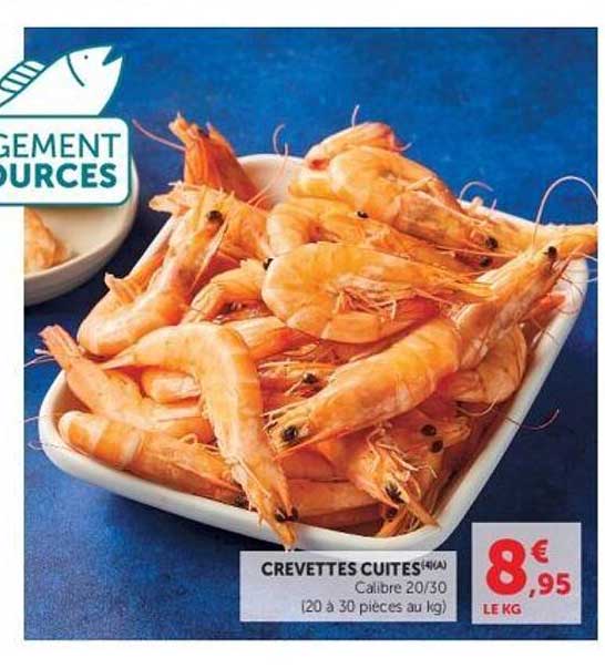CREVETTES CUITES (VAN) Calibre 20/30 (20 à 30 pièces au kg)
