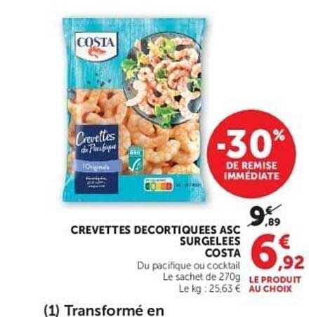 CREVETTES DECORTIQUEES ASC SURGELEES COSTA