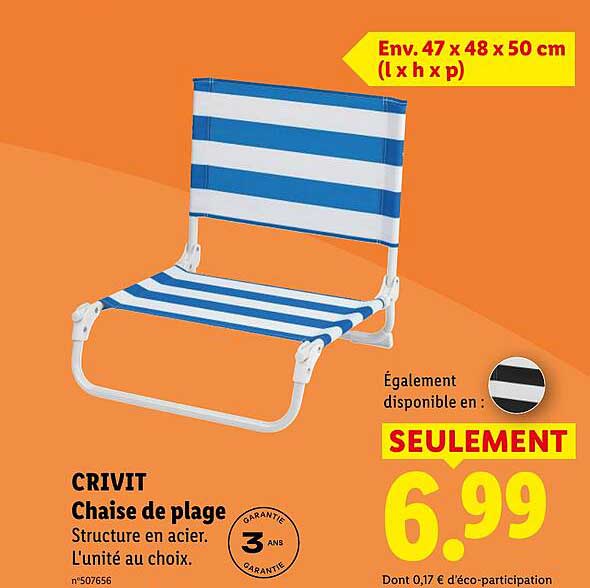 CRIVIT Chaise de plage