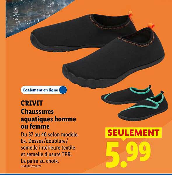 CRIVIT Chaussures aquatiques homme ou femme