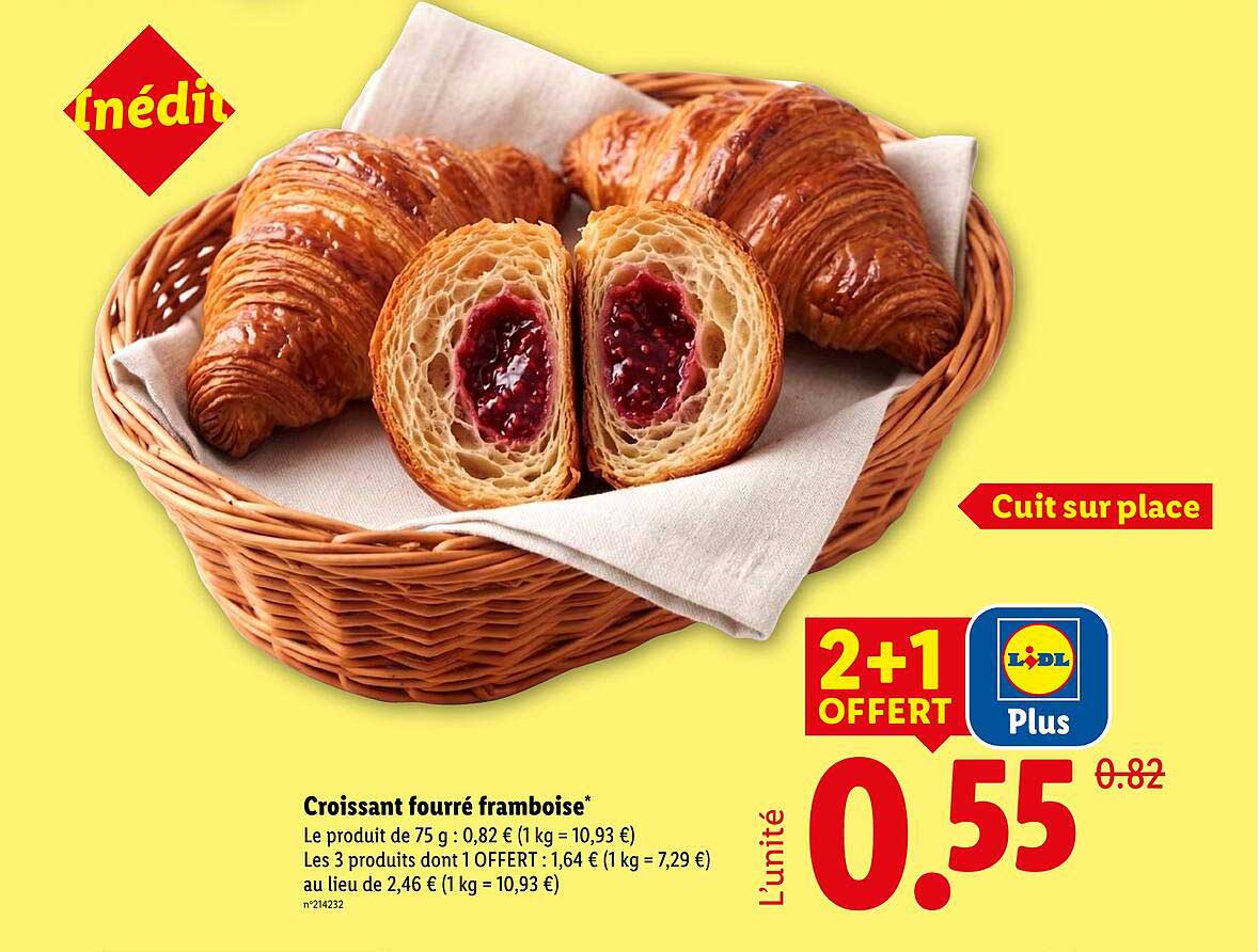 Croissant fourré framboise*