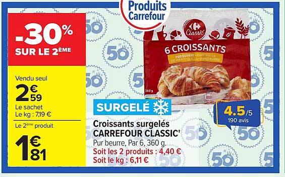 Croissants surgelés CARREFOUR CLASSIC'