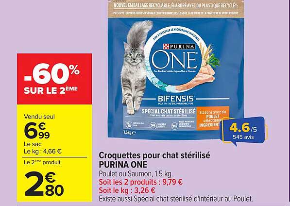 Croquettes pour chat stérilisé PURINA ONE