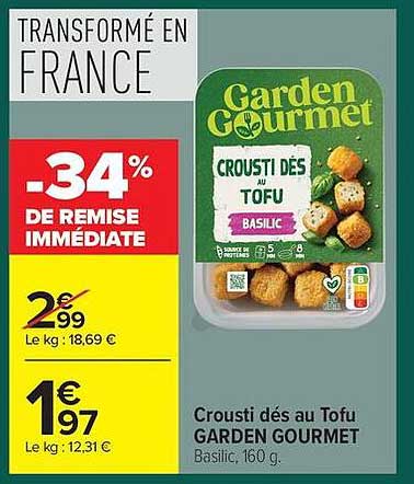 Crousti dés au Tofu GARDEN GOURMET Basilic, 160 g