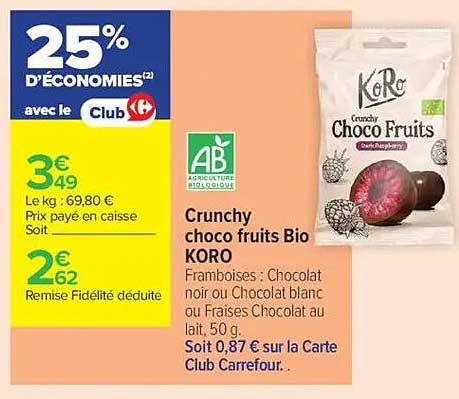 Crunchy choco fruits Bio KORO
