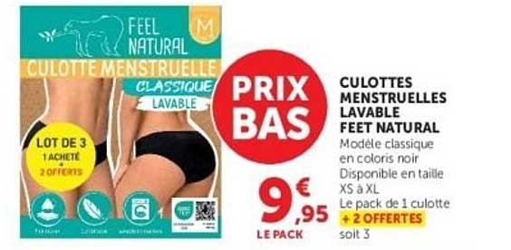 CULOTTES MENSTRUELLES LAVABLE FEET NATURAL