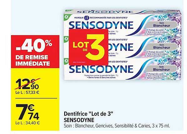 Dentifrice "Lot de 3" SENSODYNE