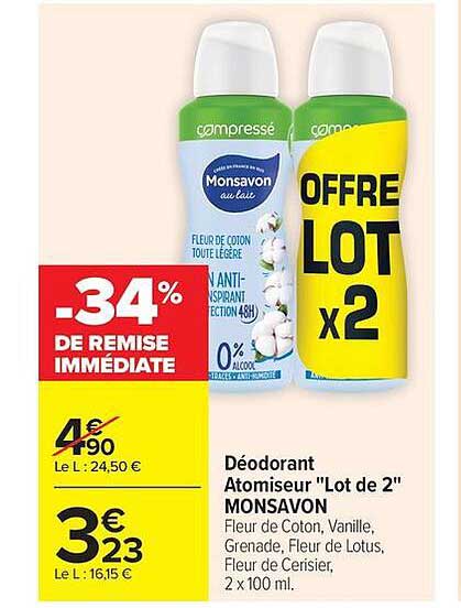 Déódorant Atomiseur "Lot de 2" MONSAVON