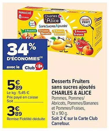 Desserts Fruitiers sans sucres ajoutés CHARLES & ALICE