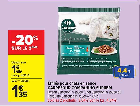 Éffilés pour chats en sauce CARREFOUR COMPANINO SUPREM