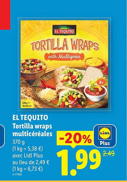 EL TEQUITO Tortilla wraps multicéréales 370 g