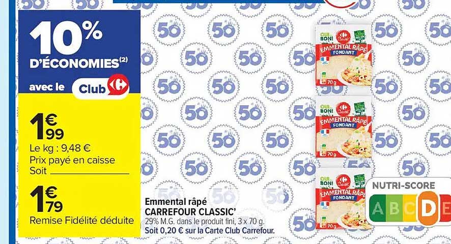 Emmental râpé CARREFOUR CLASSIC'