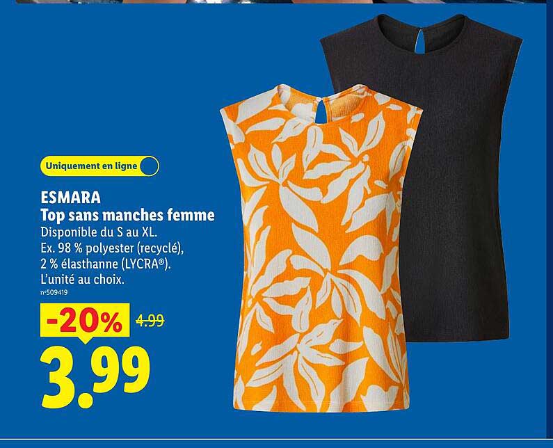 ESMARA Top sans manches femme