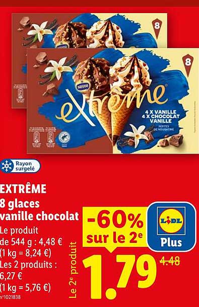 EXTRÊME 8 glaces vanille chocolat