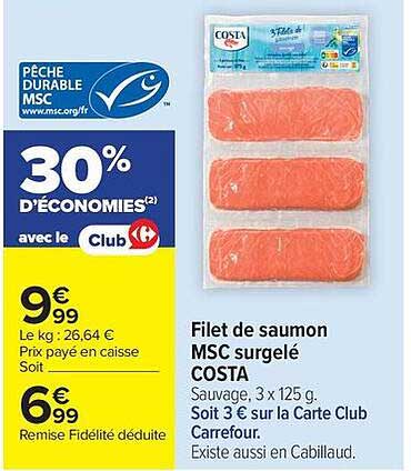 Filet de saumon MSC surgelé COSTA
