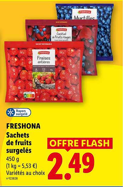 FRESHONA Sachets de fruits surgelés 450 g Variétés au choix