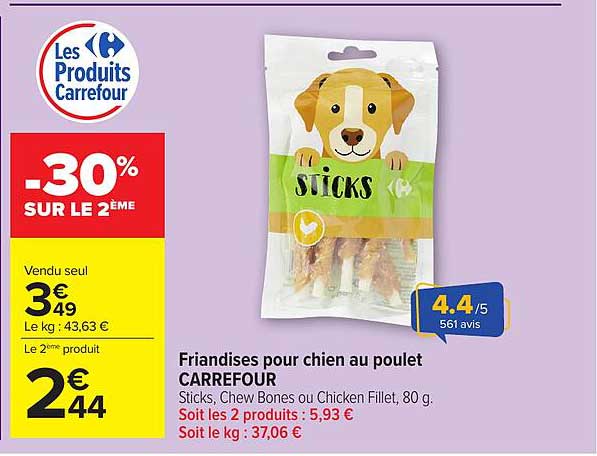 Friandises pour chien au poulet CARREFOUR