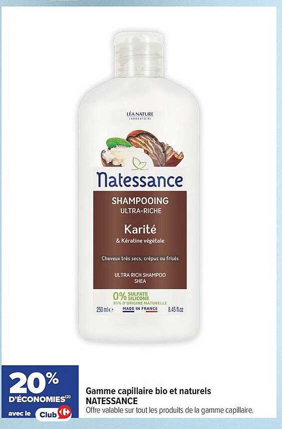 Gamme capillaire bio et naturels NATESSANCE