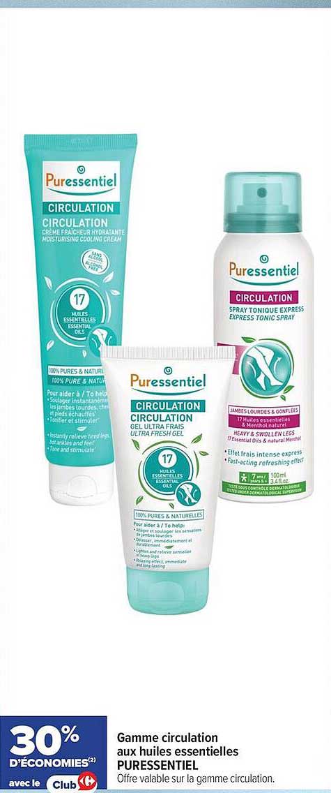 Gamme circulation aux huiles essentielles PURESSENTIEL
