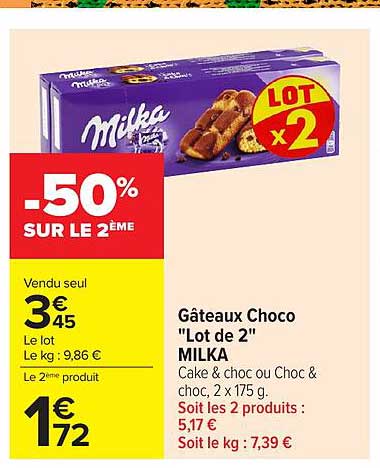 Gâteaux Choco "Lot de 2" MILKA