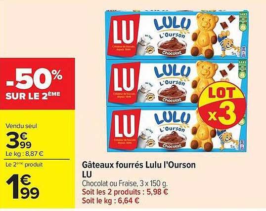 Gâteaux fourrés Lulu l'Ourson