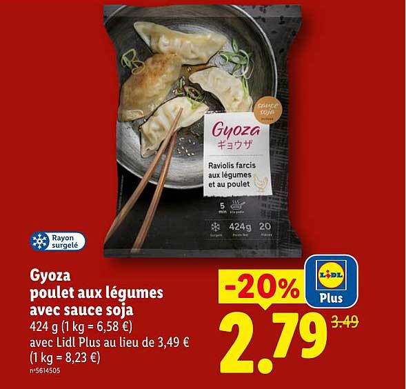 Gyoza poulet aux légumes avec sauce soja