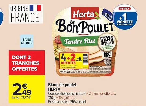 Herta le Bon Poulet Tendre Filet