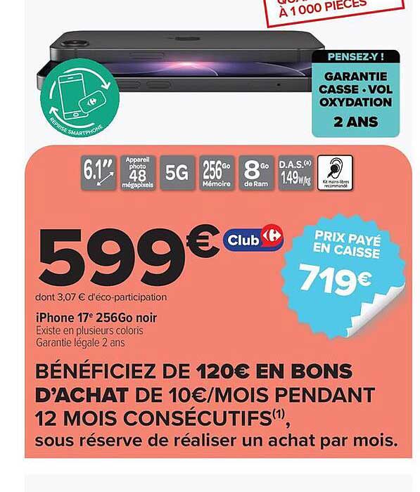 iPhone 17" 256Go noir