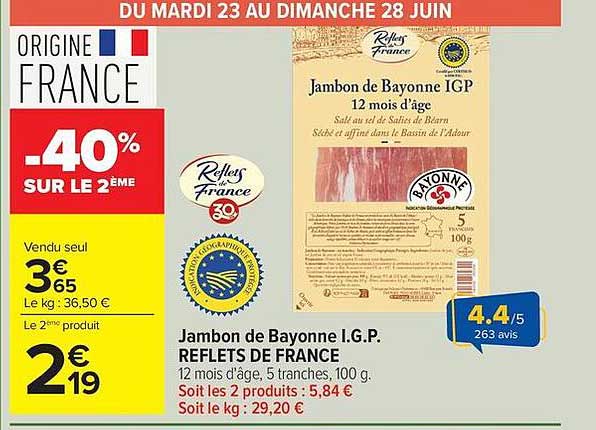 Jambon de Bayonne I.G.P. REFLETS DE FRANCE
