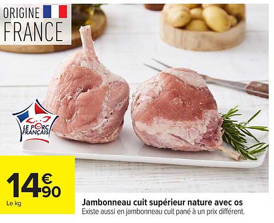 Jambonneau cuit supérieur nature avec os