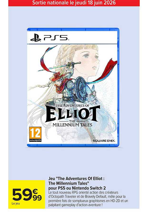Jeu "The Adventures Of Elliot : The Millennium Tales" pour PS5 ou Nintendo Switch 2
