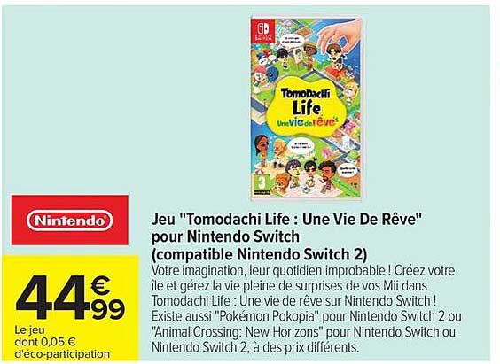 Jeu "Tomodachi Life : Une Vie De Rêve" pour Nintendo Switch (compatible Nintendo Switch 2)