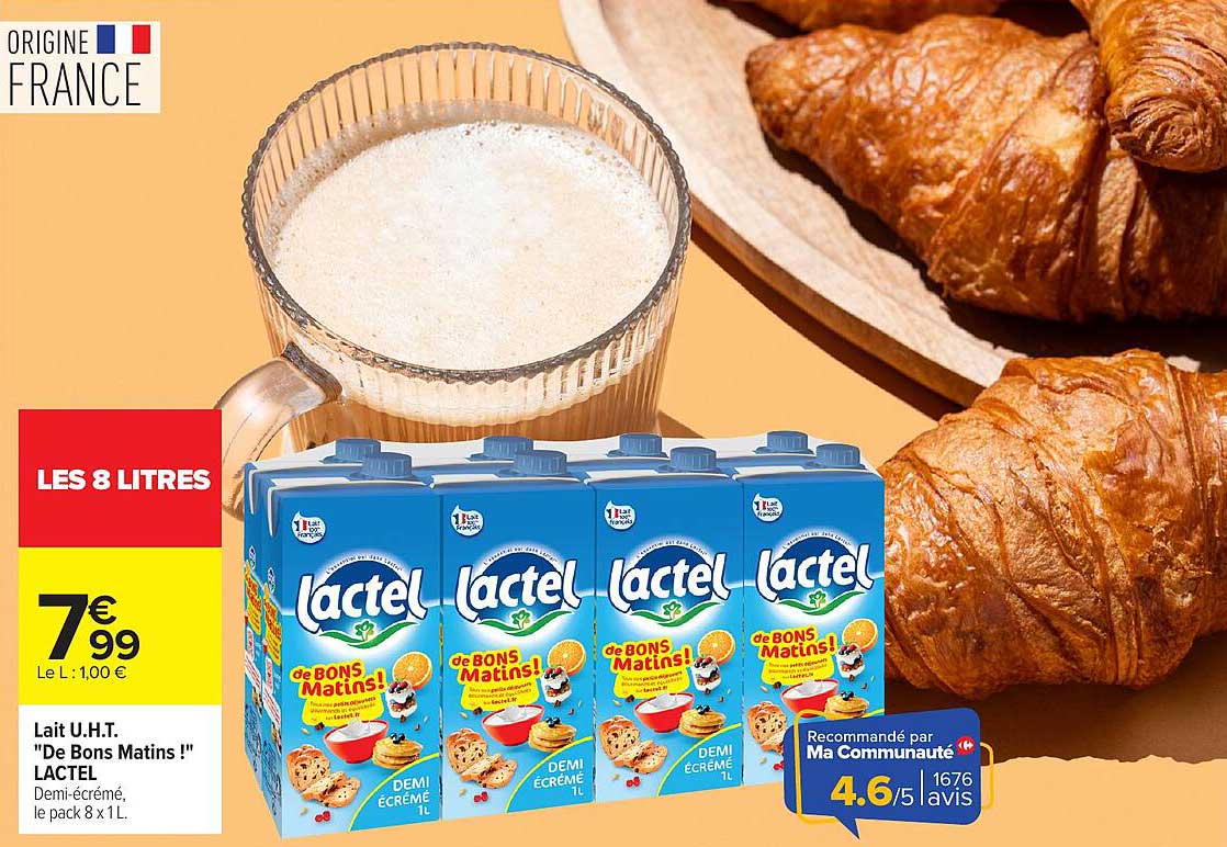 Lait U.H.T. "De Bons Matins !" LACTEL