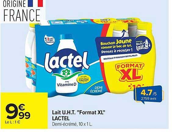 Lait U.H.T. "Format XL" LACTEL
