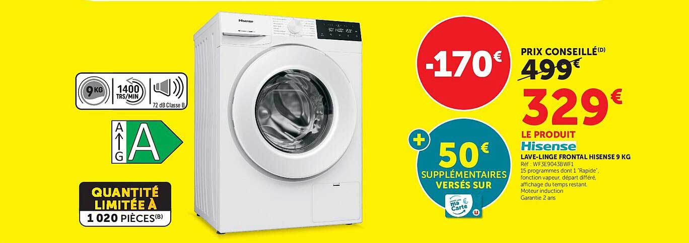LAVE-LINGE FRONTAL HISENSE 9 KG