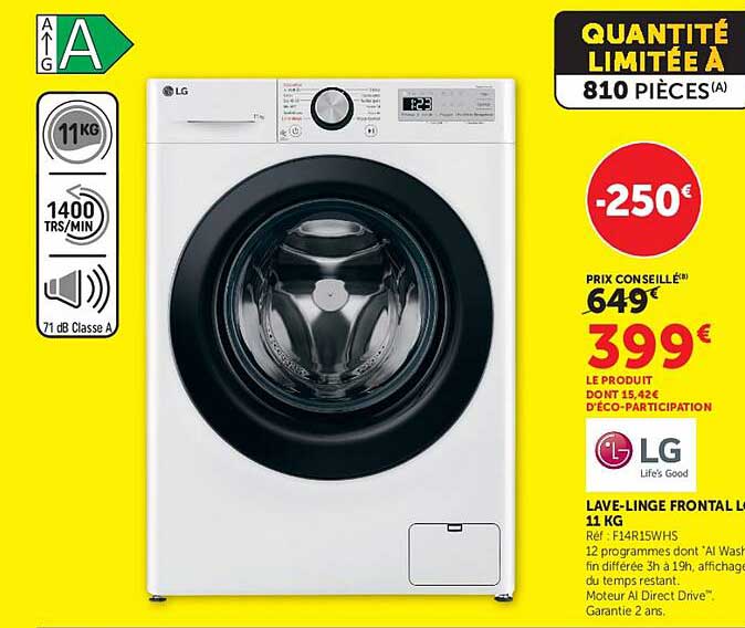 LAVE-LINGE FRONTAL LG 11 KG