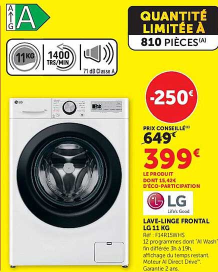 LAVE-LINGE FRONTAL LG 11 KG