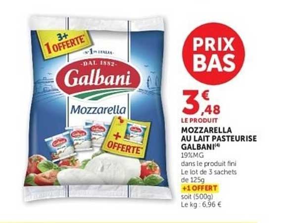 LE PRODUIT MOZZARELLA AU LAIT PASTEURISÉ GALBANI 19%MG